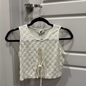 Princess Polly Cream Textured Crop Top